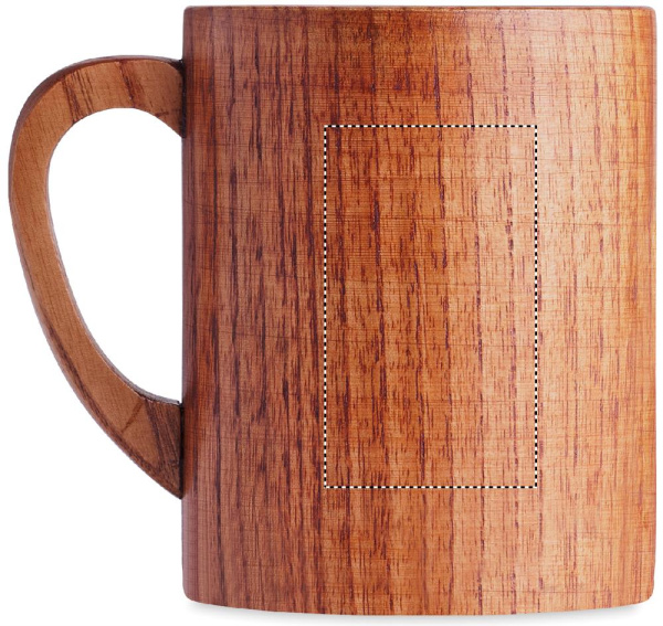 Mug en bois de chêne, 280 ml: Emplacement du logo — lecture pour gaucher