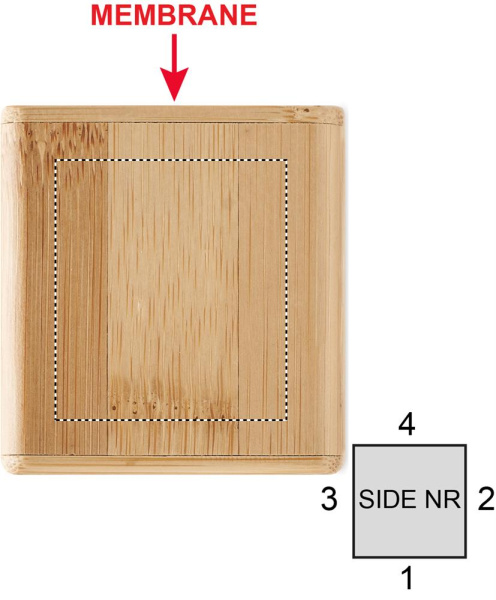 Set of Bamboo wireless speaker: Logo position – speaker 1 side 1