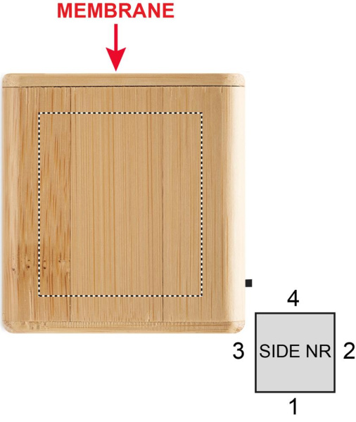 Set of Bamboo wireless speaker: Logo position – speaker 1 side 2