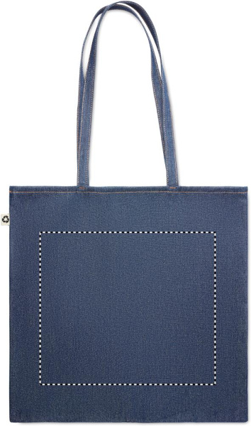 Sac de courses en denim recyclé: Emplacement du logo – face avant du produit