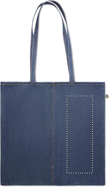 Sac de courses en denim recyclé: Emplacement du logo — Dos 1