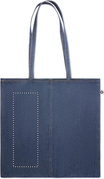 Sac de courses en denim recyclé: Emplacement du logo — Dos 2