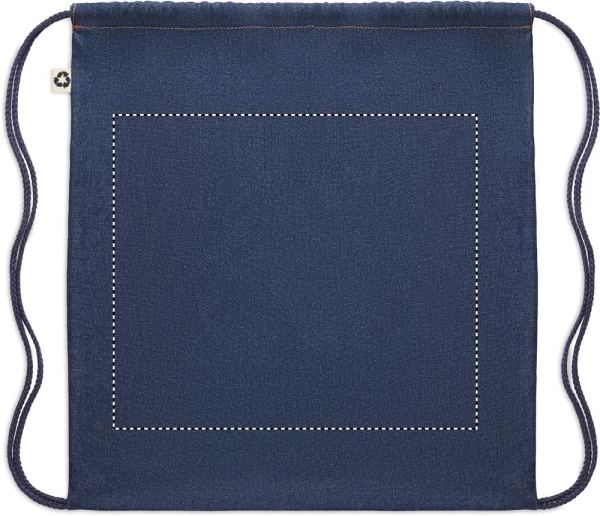 Sac à cordons en denim recyclé: Emplacement du logo – face arrière du produit