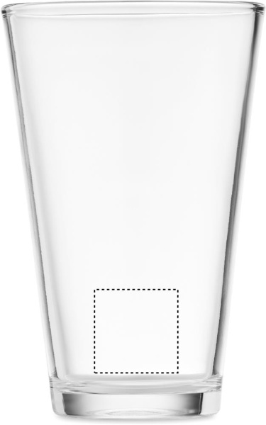 Kūginė stiklinė 300 ml: Logotipo vieta – gaminio galinės pusės apatinė dalis
