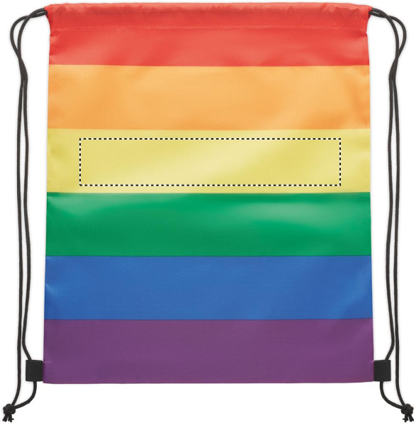 Rainbow RPET aukliņu soma: Logotipa izvietojums – Dzeltena siksna