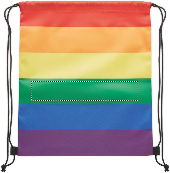 Rainbow RPET aukliņu soma: Logotipa izvietojums – Zaļā siksna