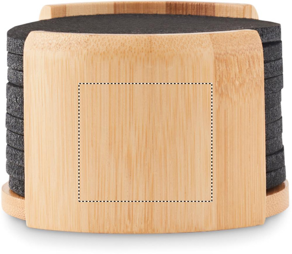 RPET coasters in bamboo holder: Logo position – holder: side 2 of the product