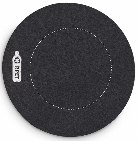 RPET coasters in bamboo holder: Logo position – coaster 1