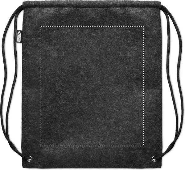 Sac à cordons en feutre RPET: Emplacement du logo – face arrière du produit