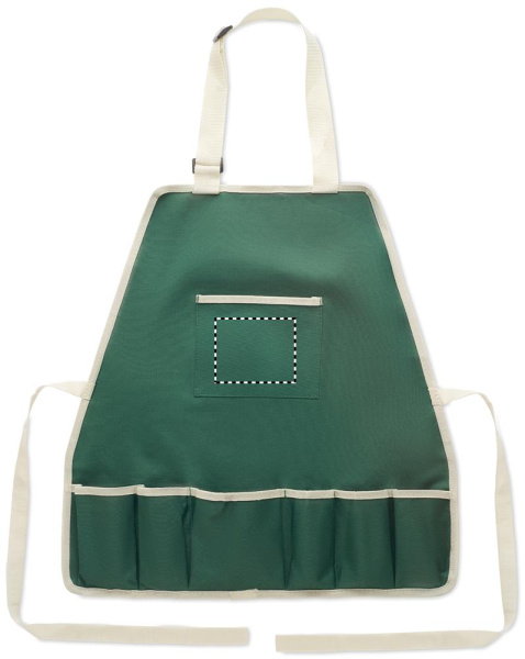 Tablier avec 7 outils de jardinage: Emplacement du logo – poche