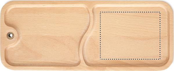 Plateau de rangement en bois: Emplacement du logo – face 1 du produit