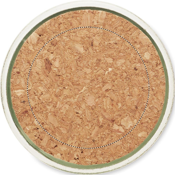 Karaffe aus Recyclingglas 1 l mit Korkdeckel: Logoposition – Deckel