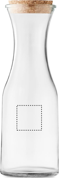 Karaffe aus Recyclingglas 1 l mit Korkdeckel: Logoposition – Rückseite des Produkts