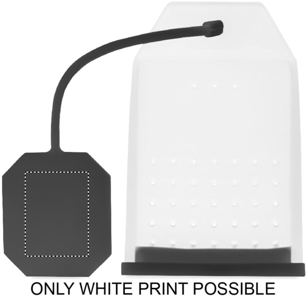 Filtre à thé en silicone: Emplacement du logo — Poignée: Face 2 du produit