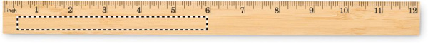Ruler in bamboo 30 cm: Logo position – inch side left