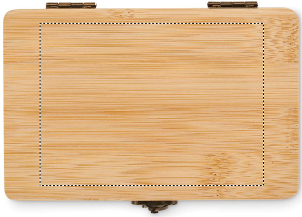 13 piece tool set, bamboo case: Logo position – box: top