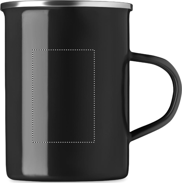 Mug métallique émaillé: Emplacement du logo — lecture pour droitier