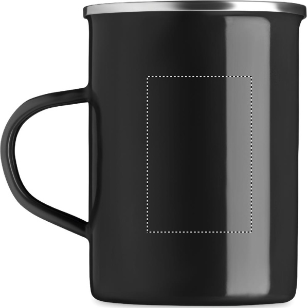 Mug métallique émaillé: Emplacement du logo — lecture pour gaucher