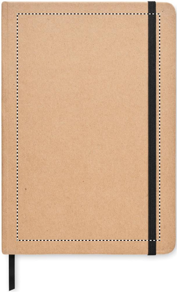 Carnet A5 en carton recyclé: Emplacement du logo – face avant du produit