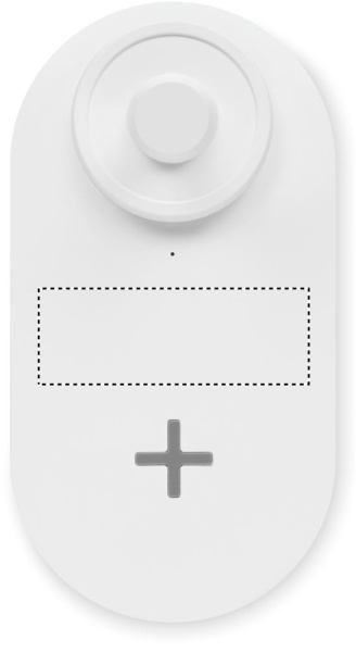 Ventilateur de bureau avec chargeur et éclairage: Emplacement du logo — Chargeur: Dessus