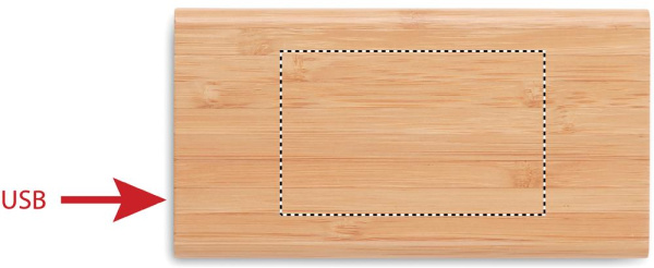 6000 mAh bambusest akupank: Tampotrükk – toote tagakülg