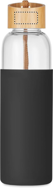 Glass bottle in silicone pouch 500 ml: Logo position – lid: front