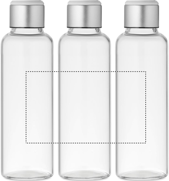 Glasflaska med vätskepåminnelse 500 ml: Rundscreentryck – runt produkten