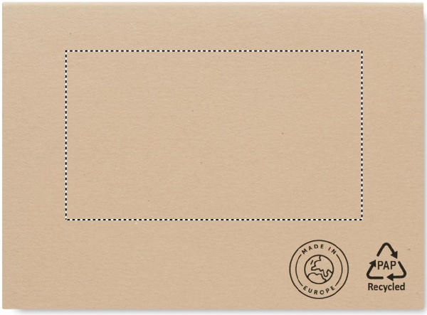Bloc-notes en papier recyclé: Emplacement du logo — dessous du produit