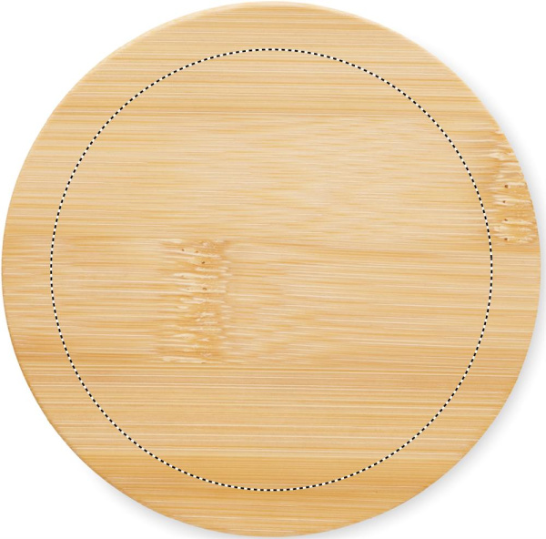 Double wall glass mug with bamboo lid 180 ml: Logo position – lid