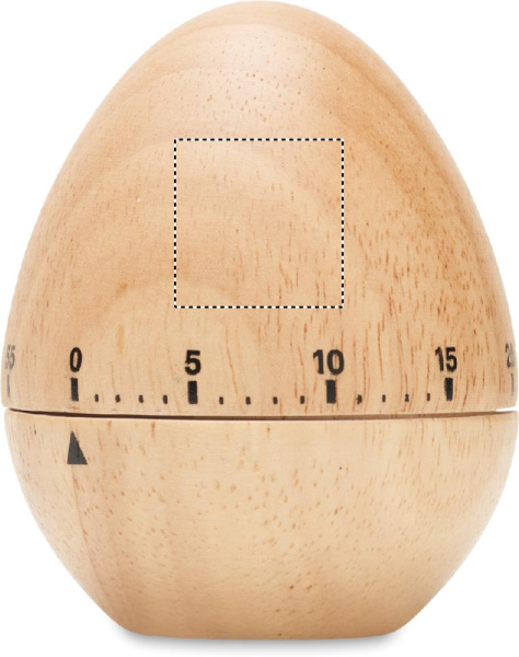 Minuteur de cuisine en pin: Emplacement du logo — Face 1 du produit: Zone supérieure