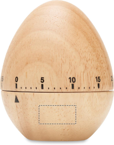 Minuteur de cuisine en pin: Emplacement du logo — Face 1 du produit: Zone inférieure
