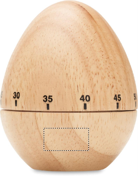 Minuteur de cuisine en pin: Emplacement du logo — Face 2 du produit: Zone inférieure
