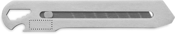 Cutter multifonction à lame rétractable: Emplacement du logo — Arrière du produit, à gauche