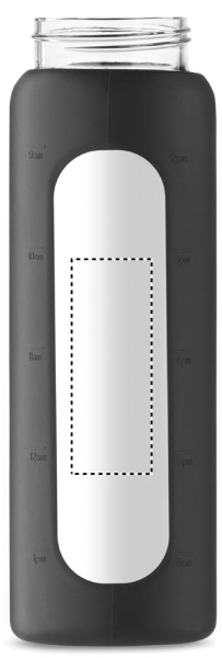 Glasflaska med silikonfodral 750 ml: Logotypens placering – glas: produktens sida 1