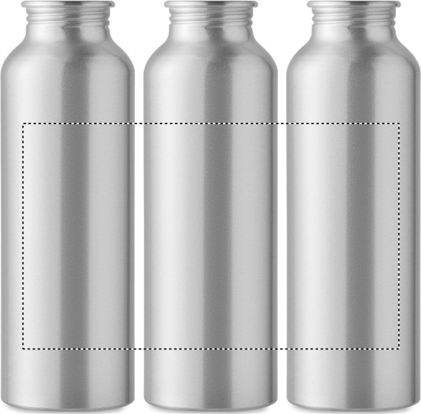 Recycled aluminium bottle 500 ml with stainless steel handle cap: Circular screen printing – around the product