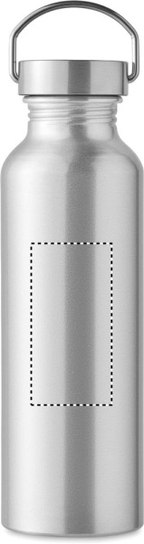 Recycled aluminium bottle 500 ml with stainless steel handle cap: Logo position – front of the product
