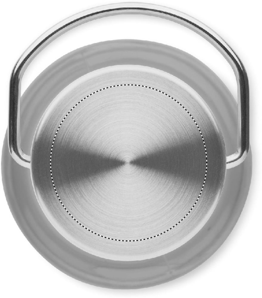 RPET-flaska med PP-lock 600 ml: Logotypens placering – lock: ovansida