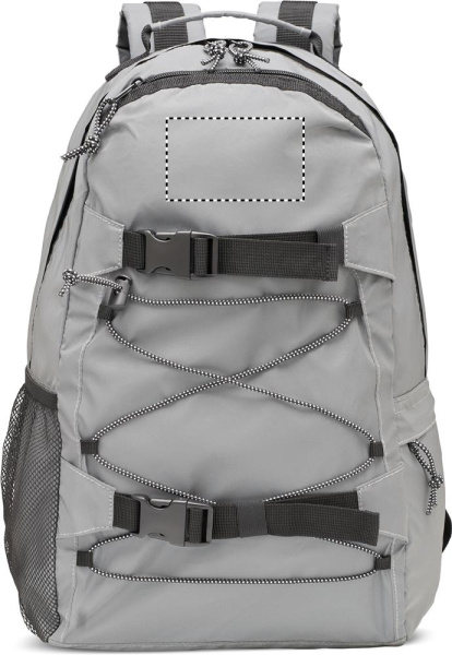 Sac à dos hautement réfléchissant 190T: Emplacement du logo – face avant du produit