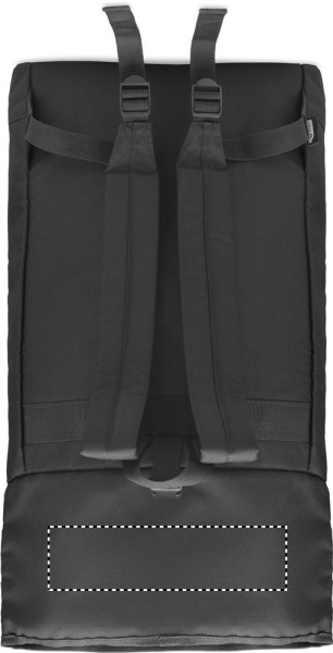 600D RPET rolltop mugursoma: Logotipa izvietojums – izstrādājuma augšdaļa