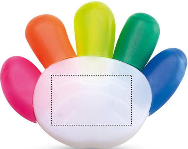 5 colour highlighter: Logo position – front of the product