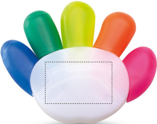 5 colour highlighter: Logo position – back of the product