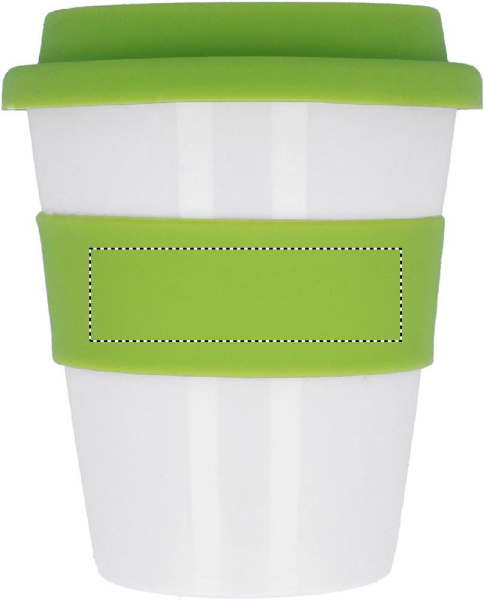 PP-mugg Astoria med silikonlock 350 ml: Logotypens placering – band