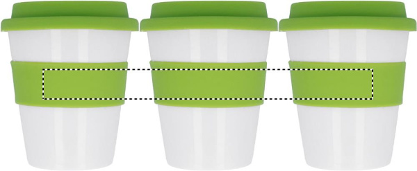 PP-mugg Astoria med silikonlock 350 ml: Rundscreentryck – Rundskärm band