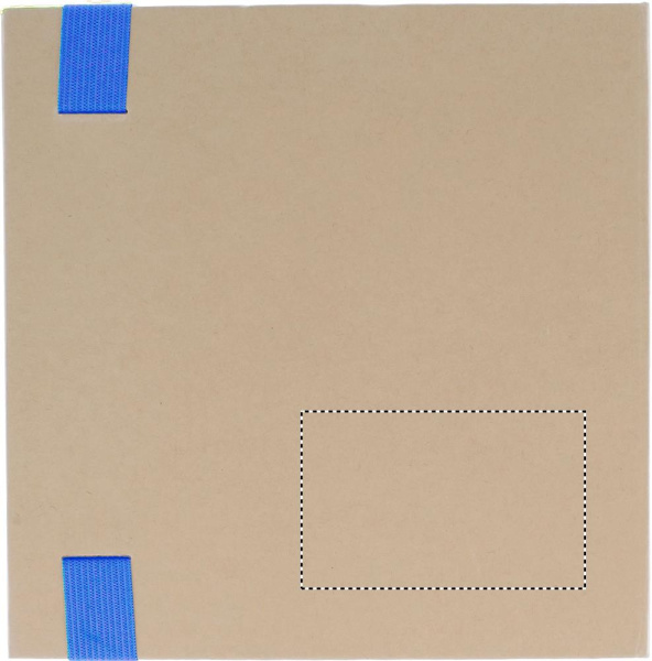 Block med post-its och penna: Logotypens placering – produktens baksida