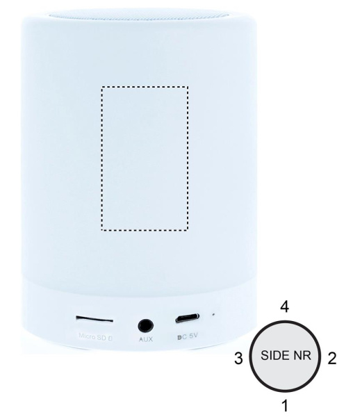 Enceinte sans fil avec éclairage tactile: Emplacement du logo — Face 4 du produit