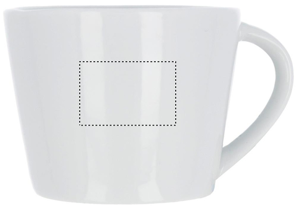 Cappuccino Tasse und Untertasse: Logoposition – für Rechtshänder