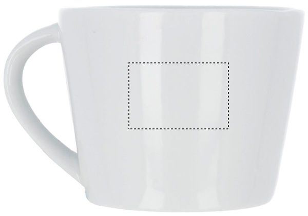 Cappuccino Tasse und Untertasse: Logoposition – für Linkshänder