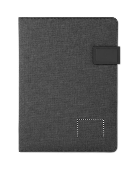 Conférencier A4 avec batterie externe: Emplacement du logo — Partie inférieure — Avant