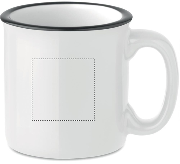 Keramische vintage beker: Logoposition – für Rechtshänder