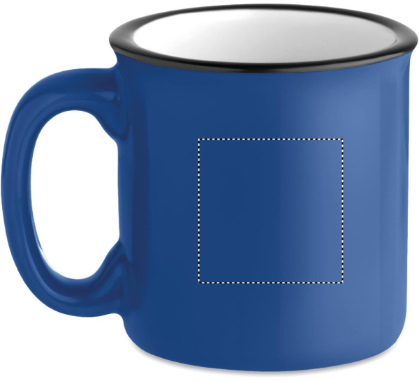 Keramische vintage beker: Logoposition – für Linkshänder